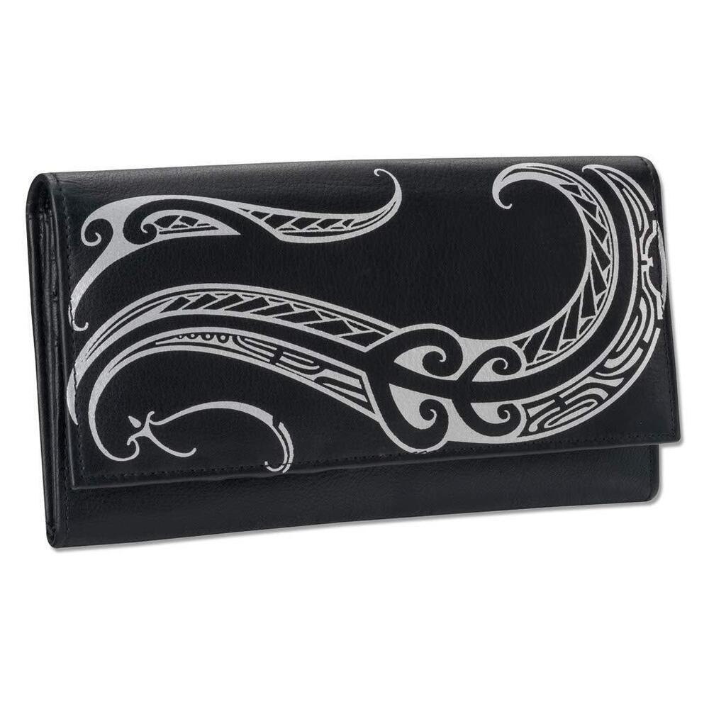1085 Polynesian Tattoo Leather Clutch Wallet Model "Ahona" Tattoo art by
